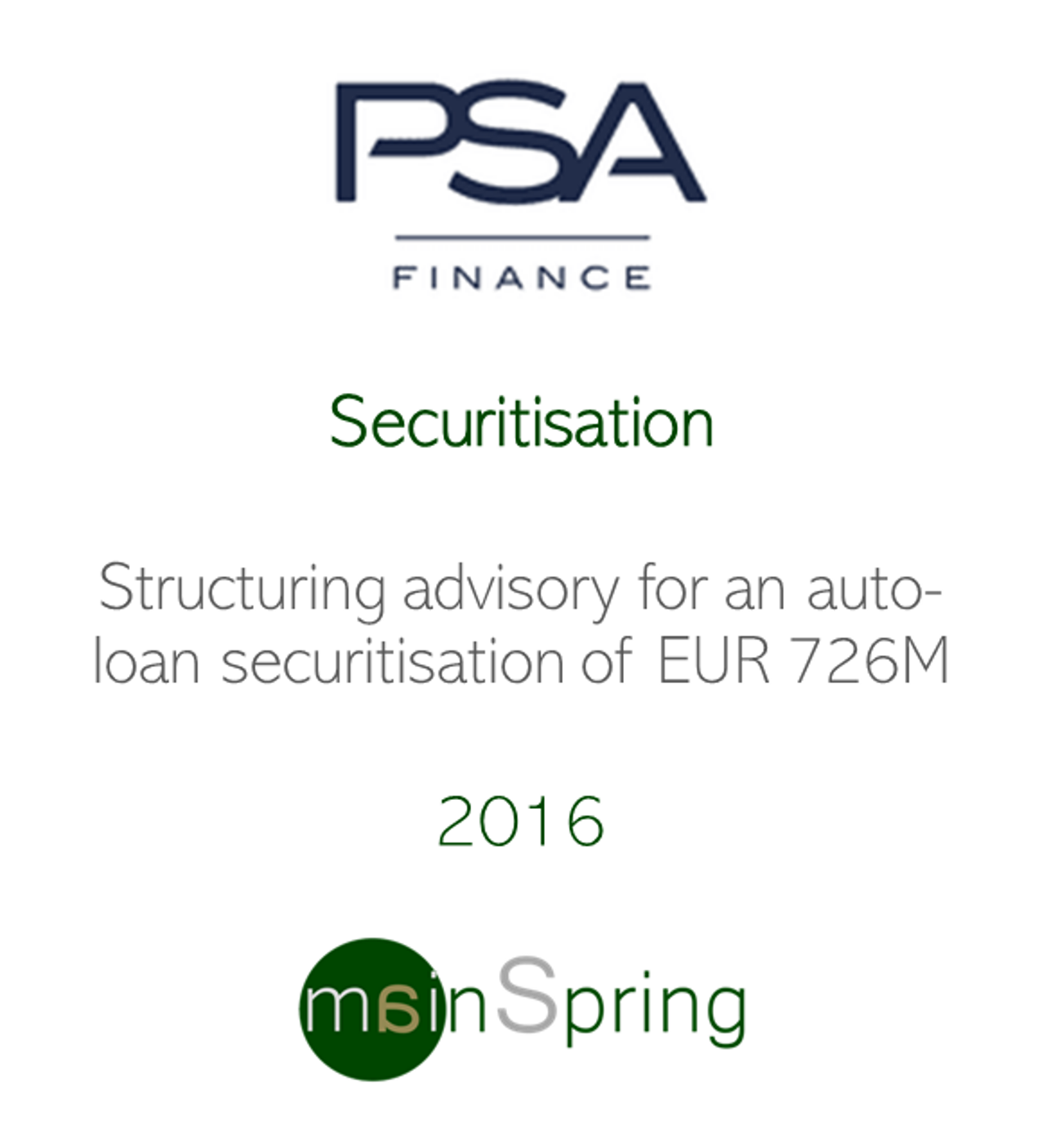 PSA Finance Tombstone 2016